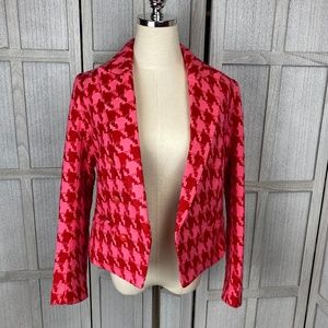 $775 L'AGENCE Houndstooth Pink Red Blazer Size 2